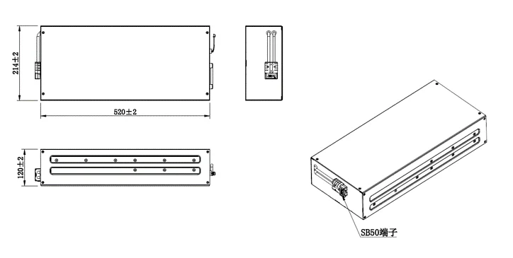 192V 6Ah 3U 2D Dimension Diagram