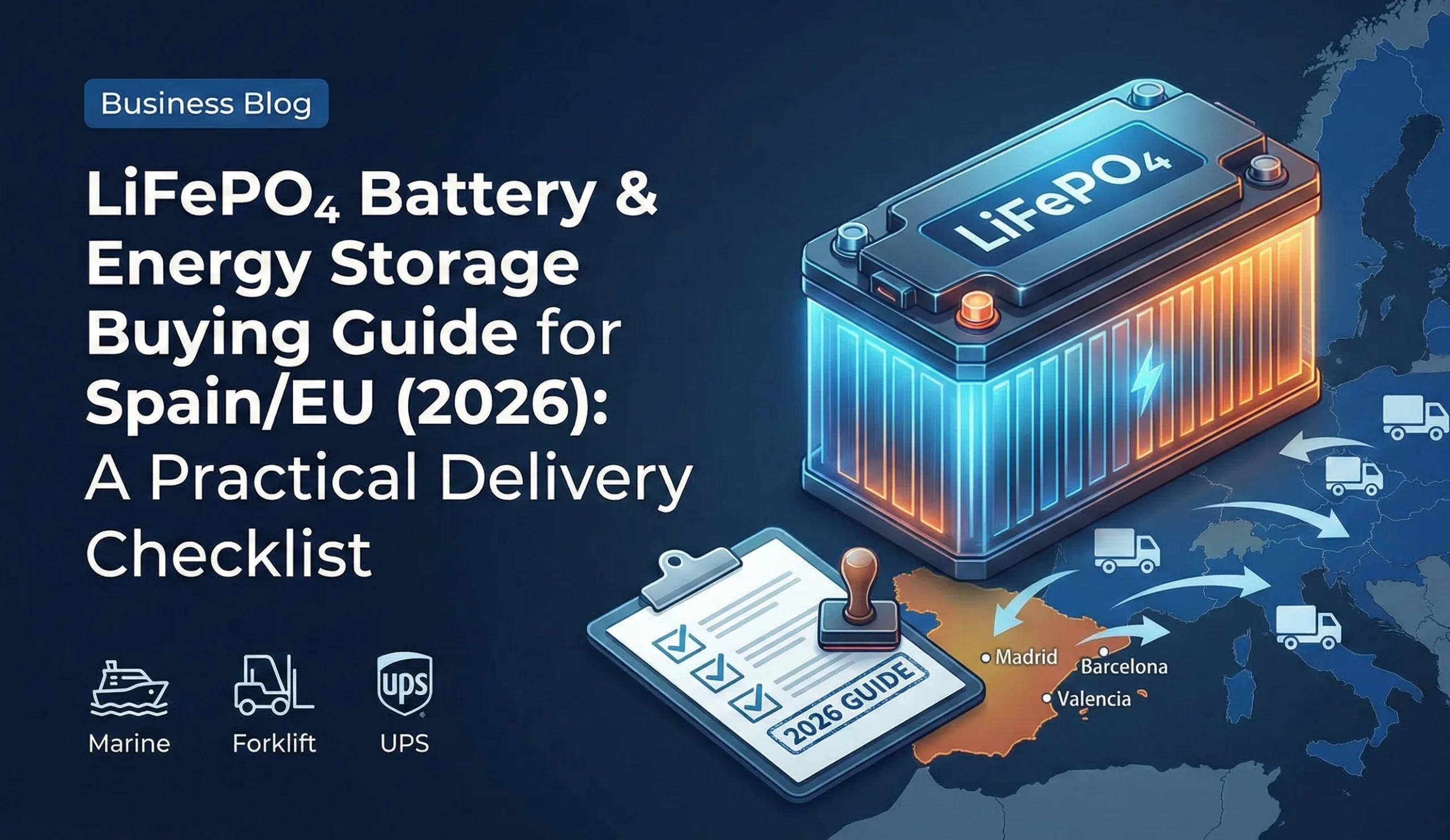 LiFePO4 Battery Buying Guide for Spain and EU Market (2026) with Delivery Checklist and Logistics Map