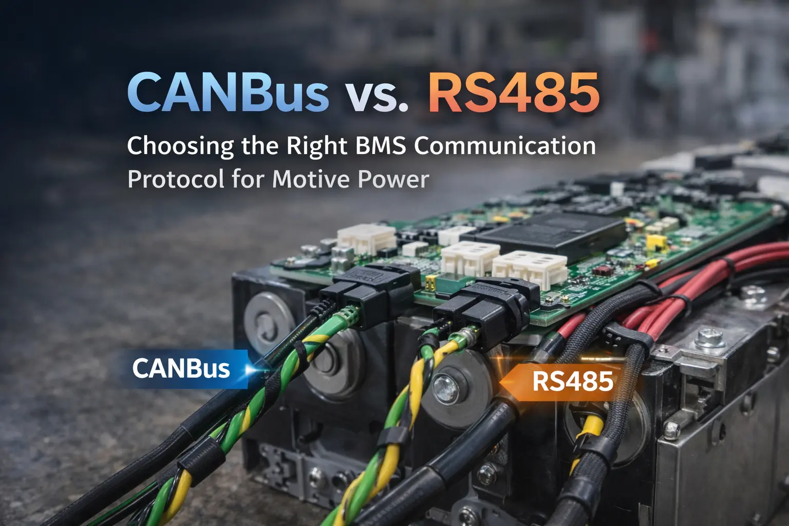 CANBus vs RS485 BMS communication protocol comparison for motive power lithium battery systems