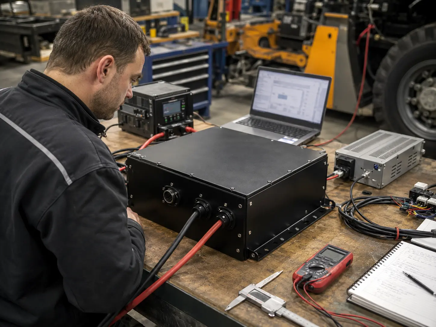 48V LiFePO4 battery pack engineering test for industrial equipment with charger BMS validation connectors and OEM integration