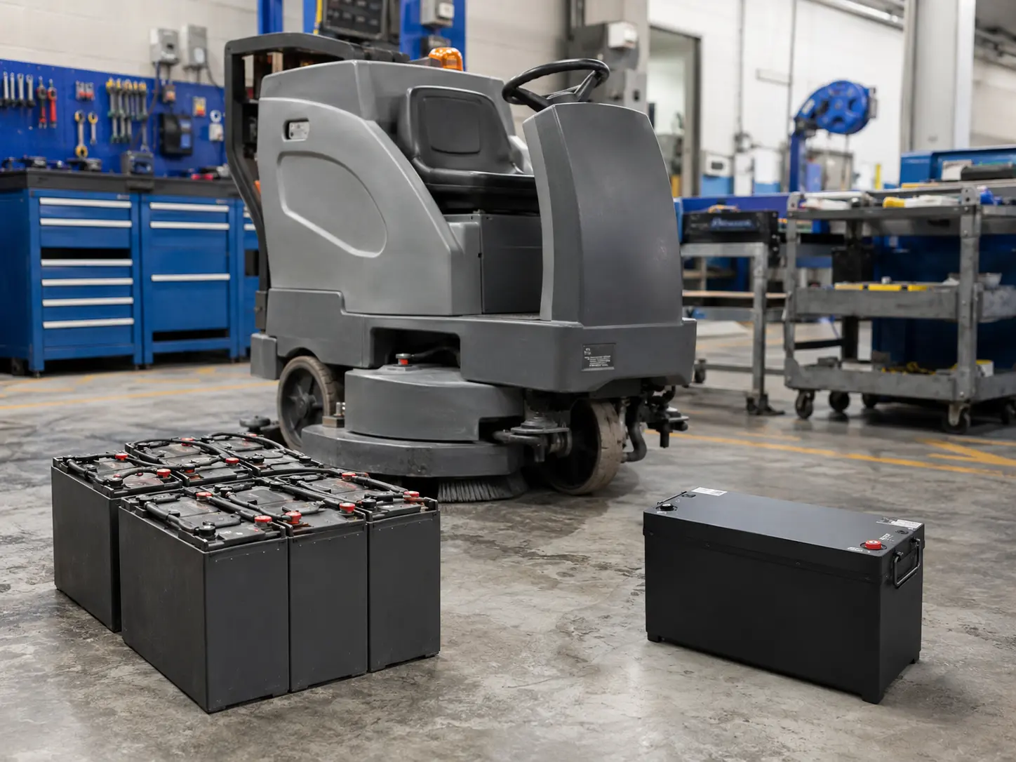 Lead-acid vs LiFePO4 battery comparison for floor scrubbers and industrial cleaning machines