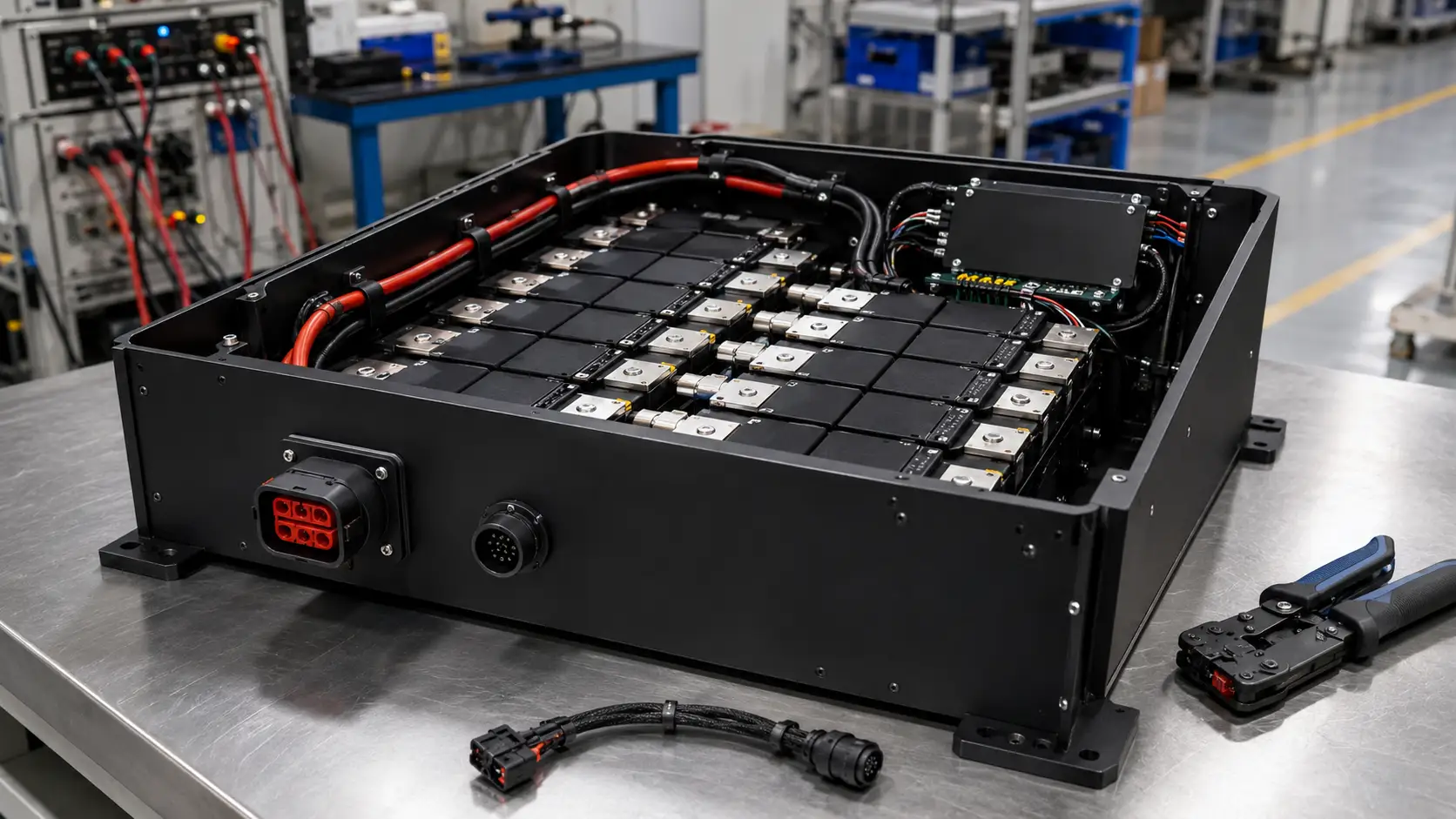 Battery wiring harness design checklist for an OEM LiFePO4 battery pack with power cables signal wires and connectors